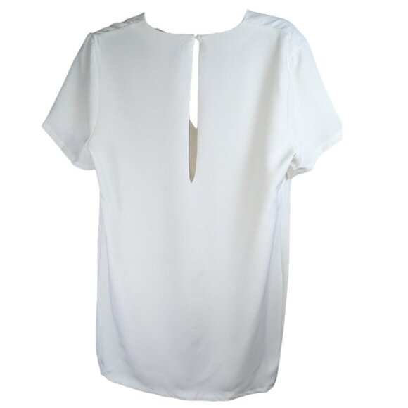 AmyEnjoyLife Mini Shirt Dress XL Long V-Neck Short Sleeve Keyhole Back White - Picture 2 of 9